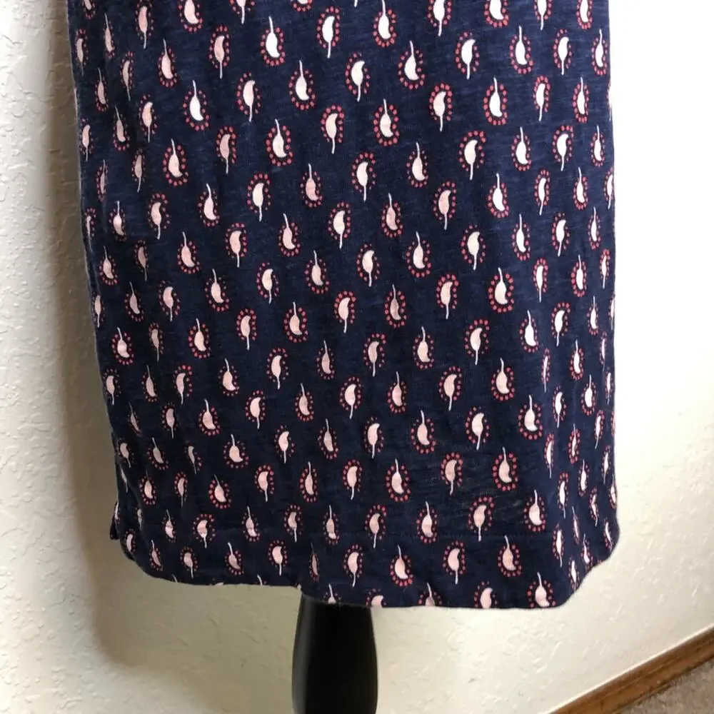 Boden navy blue pink paisley print knit shift dress size 6R
